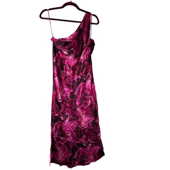 Cami NYC Agnes Pink Silk One Shoulder Asymmetrical Dress Size Large - Picture 2 of 7